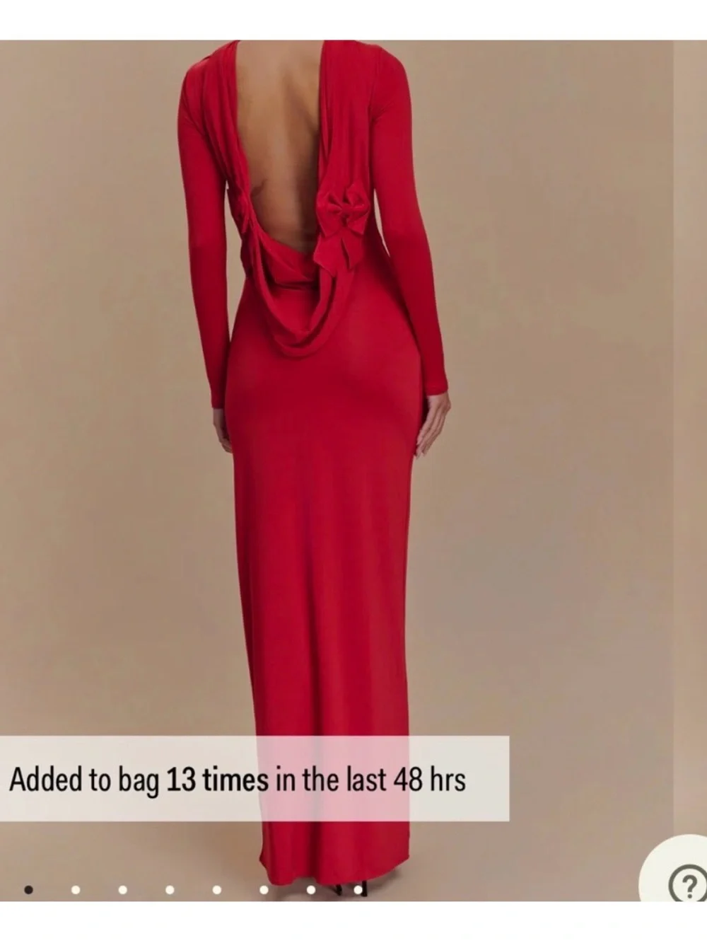 Meshki Red Long-Sleeve Backless Draped Maxi Dress